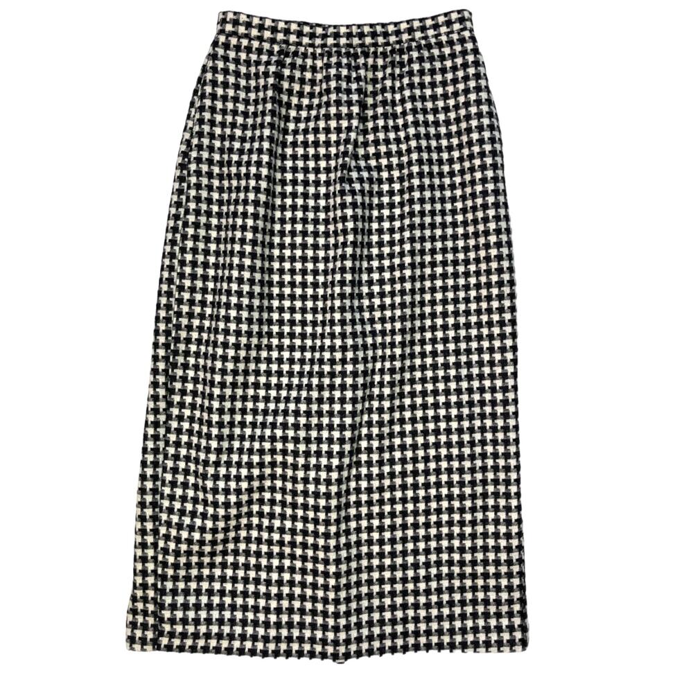 Vintage Brian David Canada Black White Tweed Midi Skirt Women Size 11 12